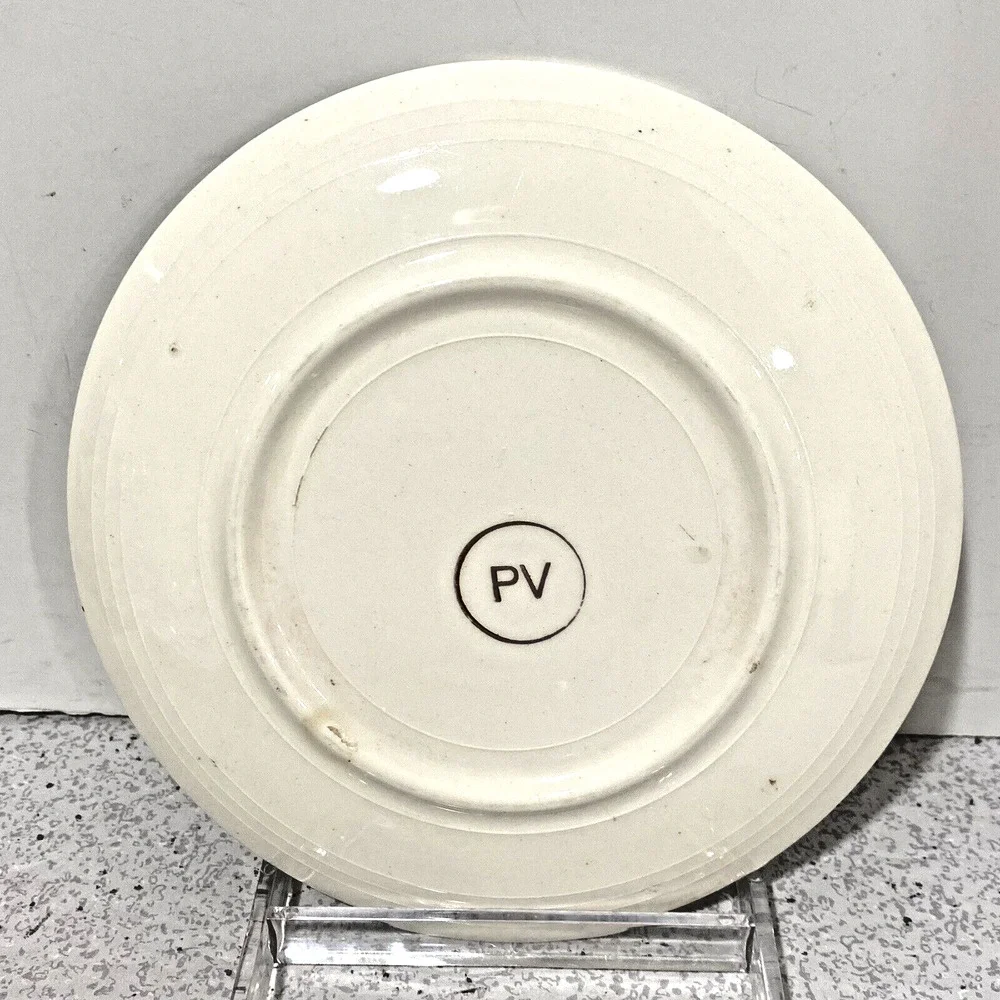 Vintage European Porcelain PV France Plate No 11 Mignon Color Transferware Decor